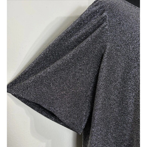 Ellos Black & Silver Metallic Pullover Elbow Sleeve Blouse Plus Size 1X (22/24) - Picture 9 of 9
